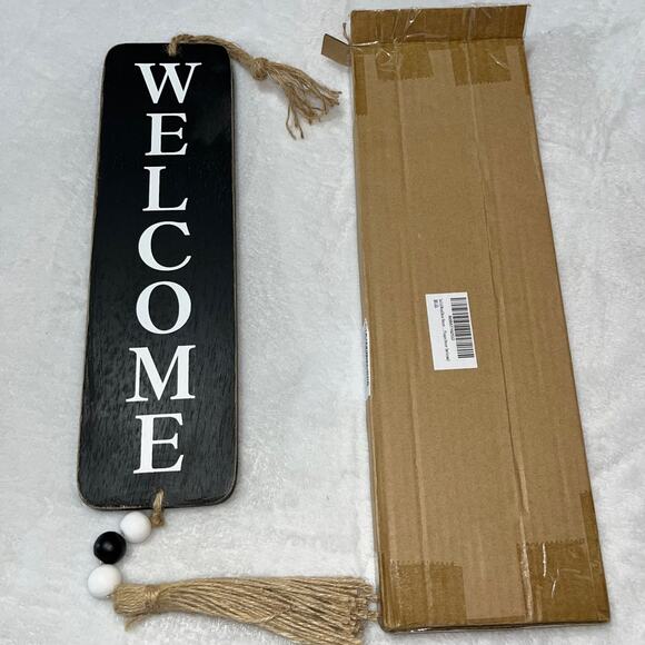 Vertical Welcome Word Sign for Porch Front Door Entryway Rustic Wooden Plaque - Picture 2 of 5